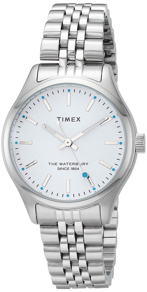 TW2U23400 34 mm Waterbury Silver-Tone Bracelet with Neon Accents Watch, Stainless Steel