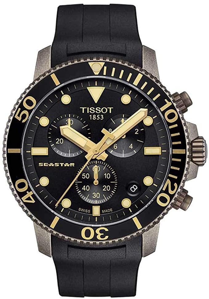 T1204173705101 Mens Seastar 1000 Chronograph Watch, Bronze -  Tissot