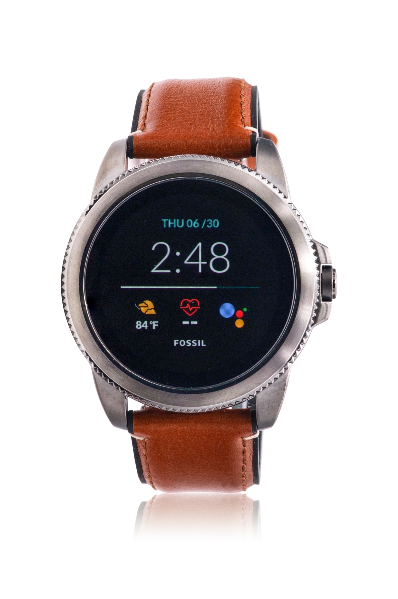 Picture of Fossil FTW4055 44 mm Gen 5E Brown Leather Smart Watch&#44; Smoke