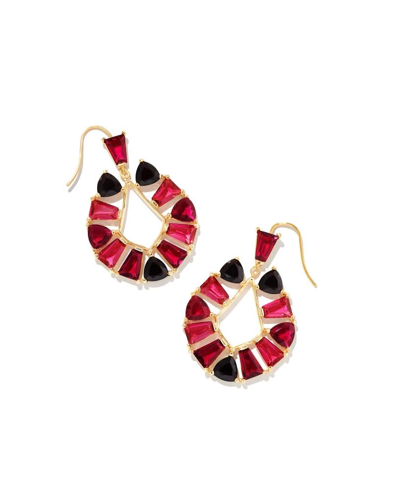 9608803114 Blair Gold Jewel Open Frame Earrings in Ruby Mix