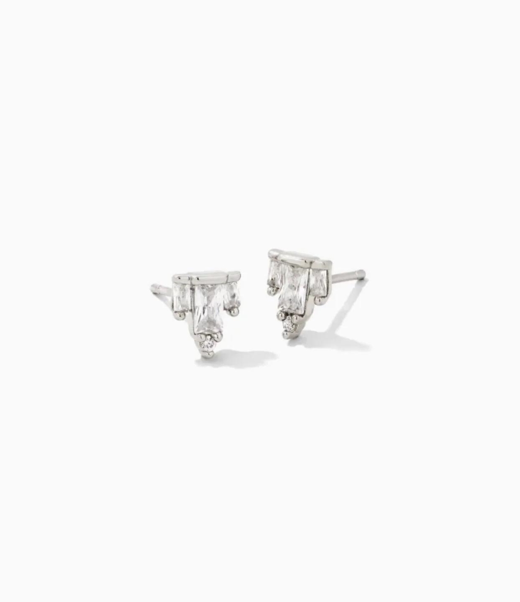9608802210 Womens Juliette Silver Stud Earrings - White Crystal