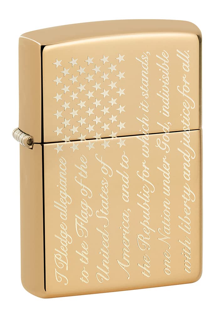 49585 High Polish Brass Pledge of Allegiance Design Lighter