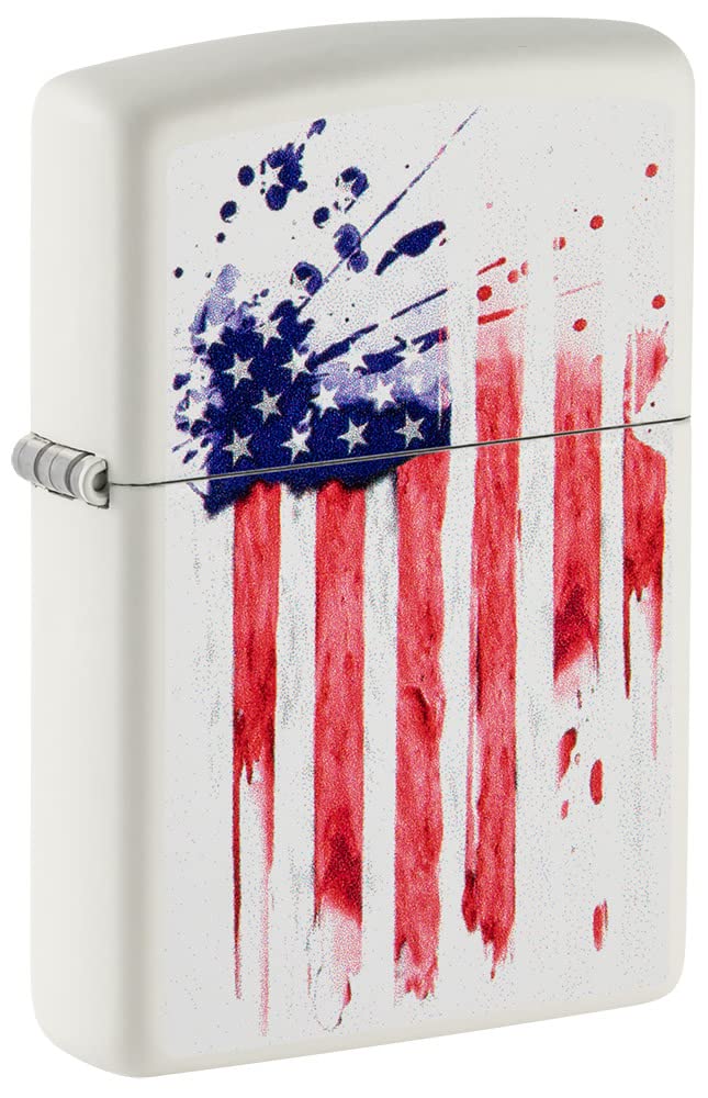 49783 Matte White US Flag Design Lighter