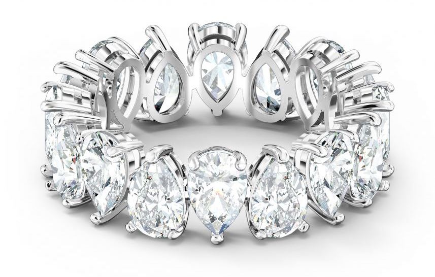 Picture of Swarovski 5572825 Vittore Drop Cut White Rhodium Plated Ladies Ring&#44; Size 6