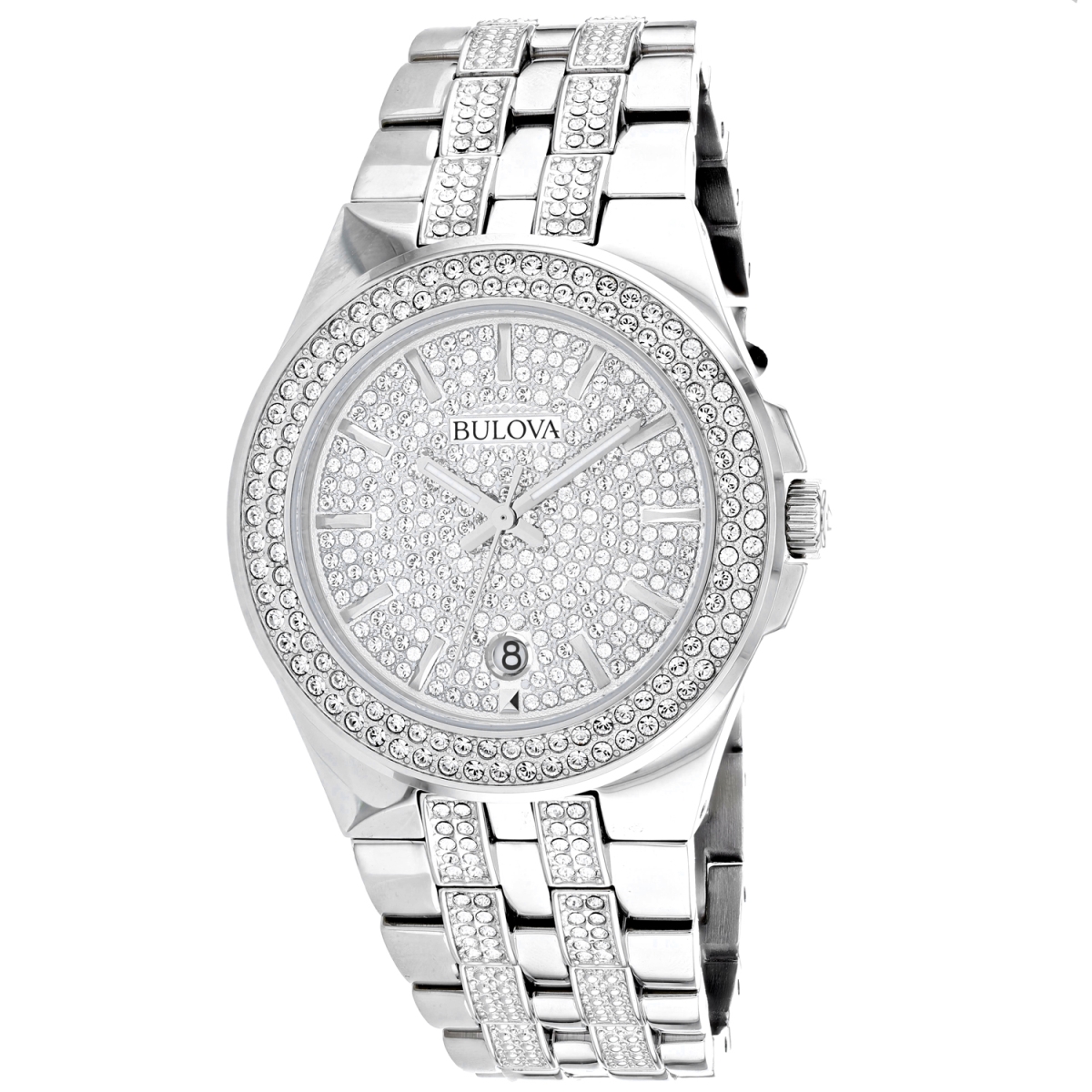 96B235 Quartz Swarovski Crystal Pave Dial Mens Watch
