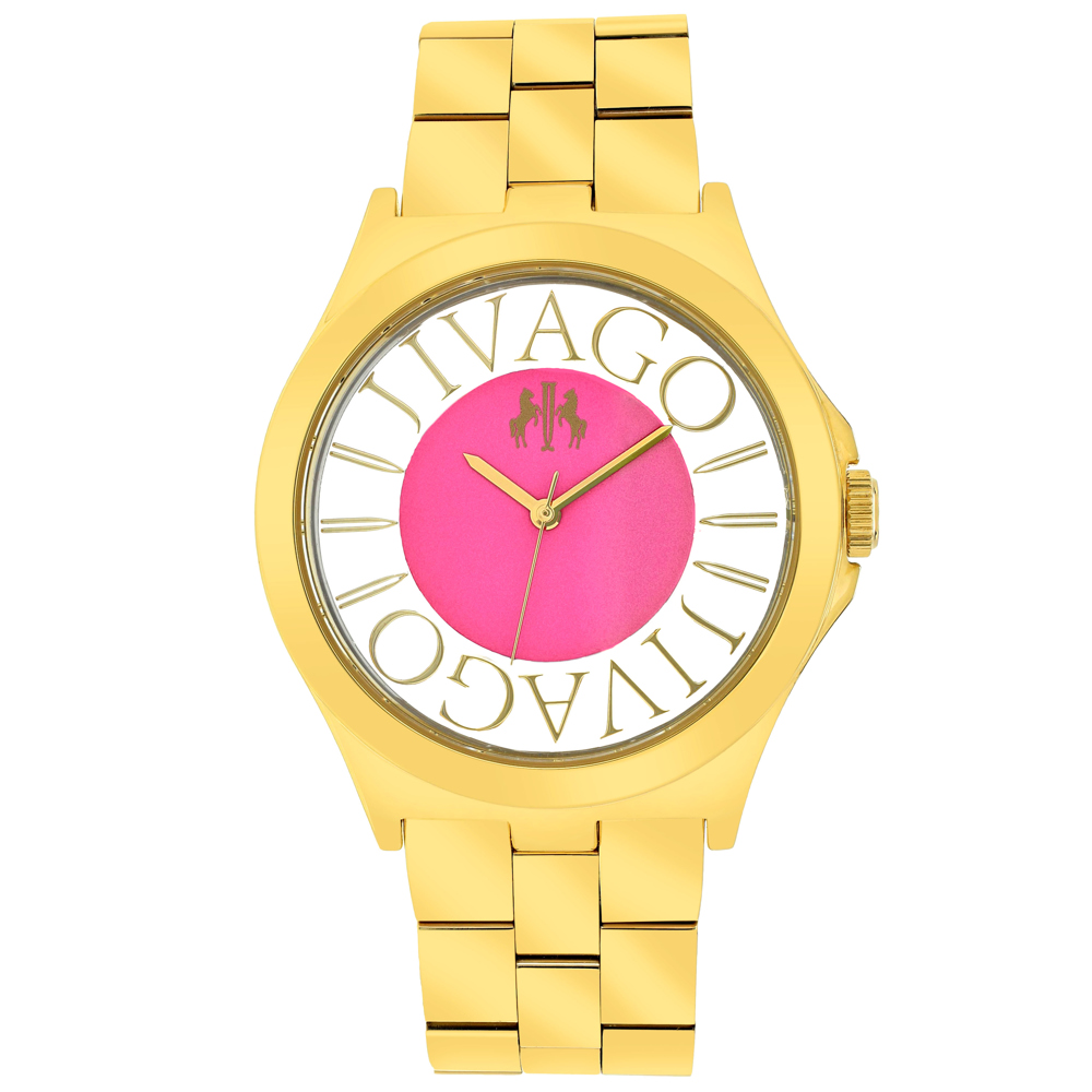 JV8413 Fun Quartz Pink Dial Round Ladies Watch  Gold Tone