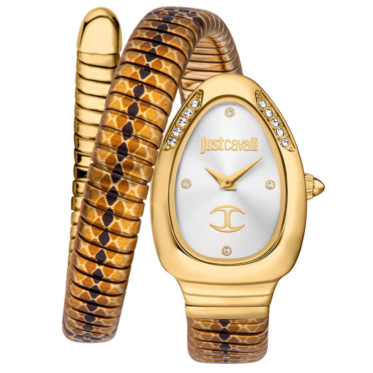 JC1L251M0025 Snake Quartz Silver Dial Ladies Watch - Gold Tone