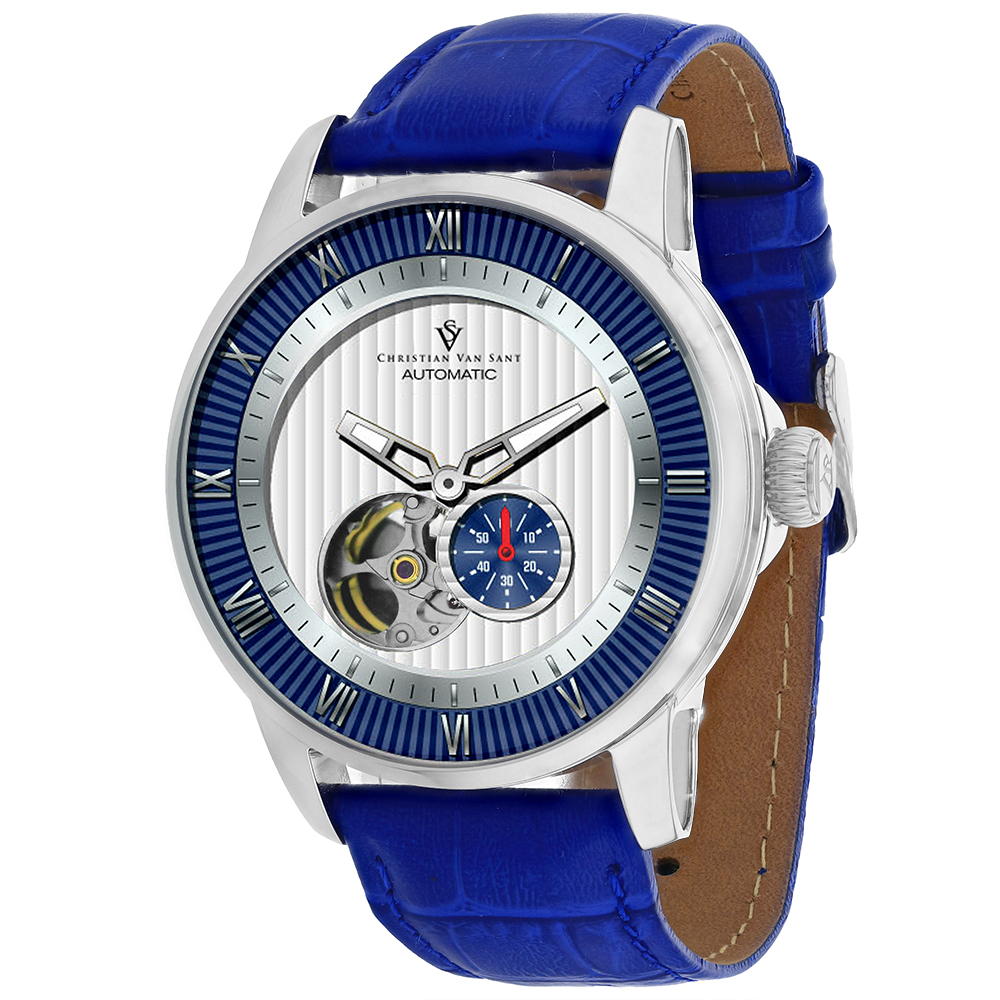 CV0552 Viscay Automatic White Dial Round Mens Watch  Blue