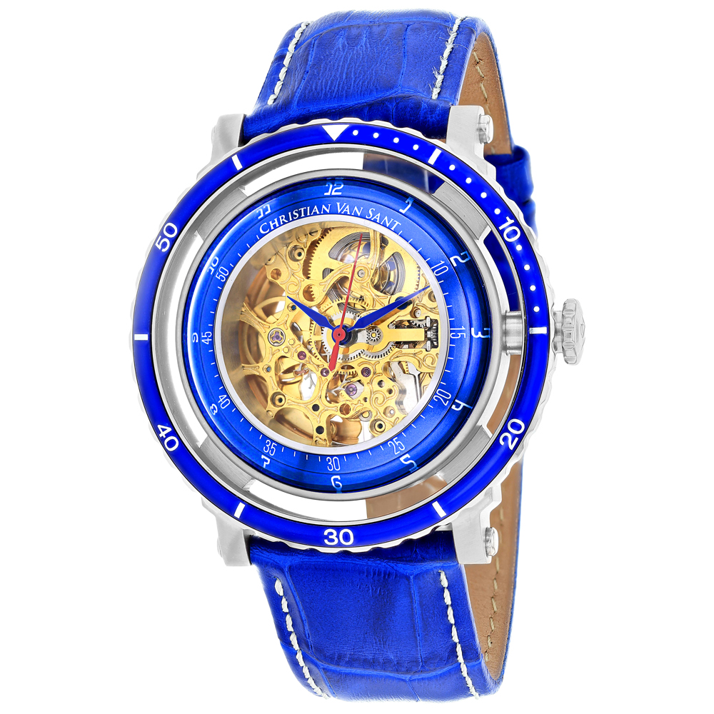 CV0740 Dome Automatic Gold Dial Round Mens Watch  Blue