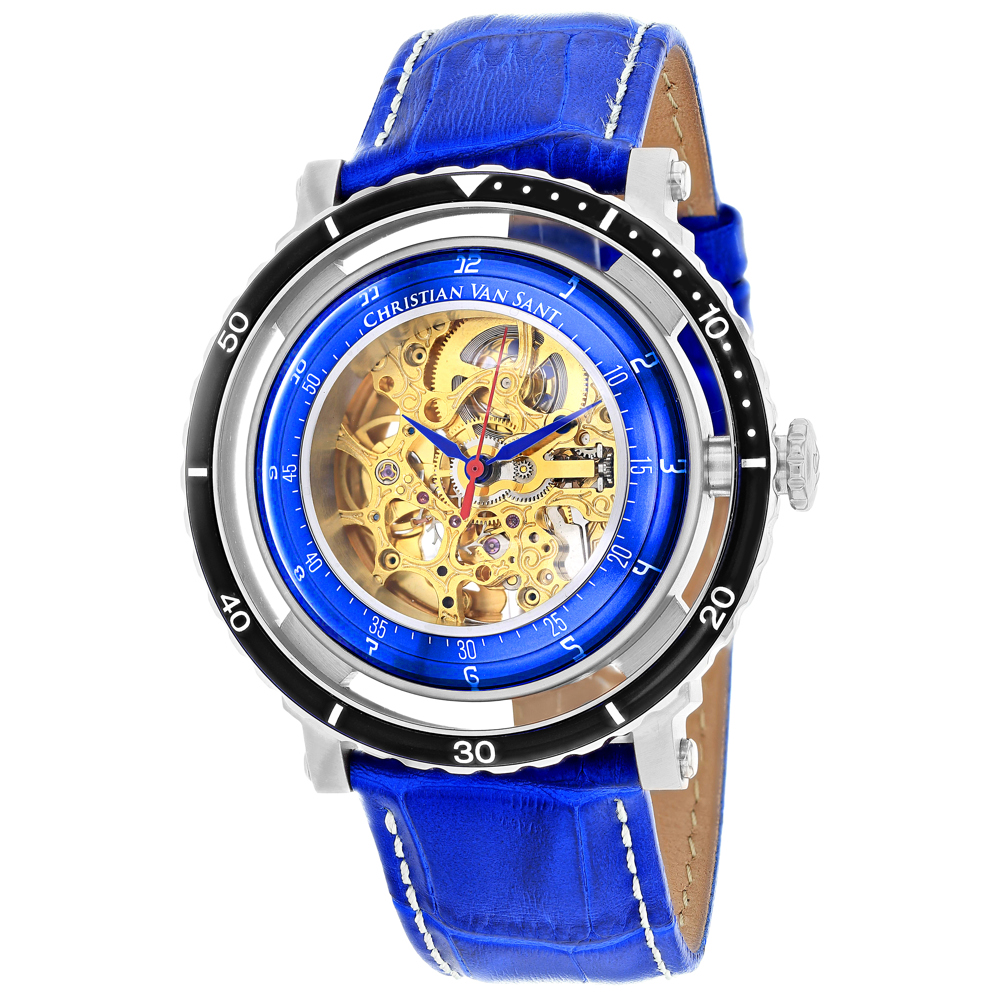 CV0741 Dome Automatic Gold Dial Round Mens Watch  Blue