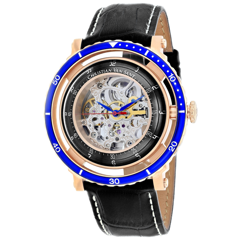 CV0743 Dome Automatic Silver Dial Round Mens Watch  Black