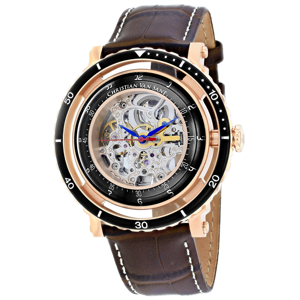 CV0744 Dome Automatic Silver Dial Round Mens Watch  Brown