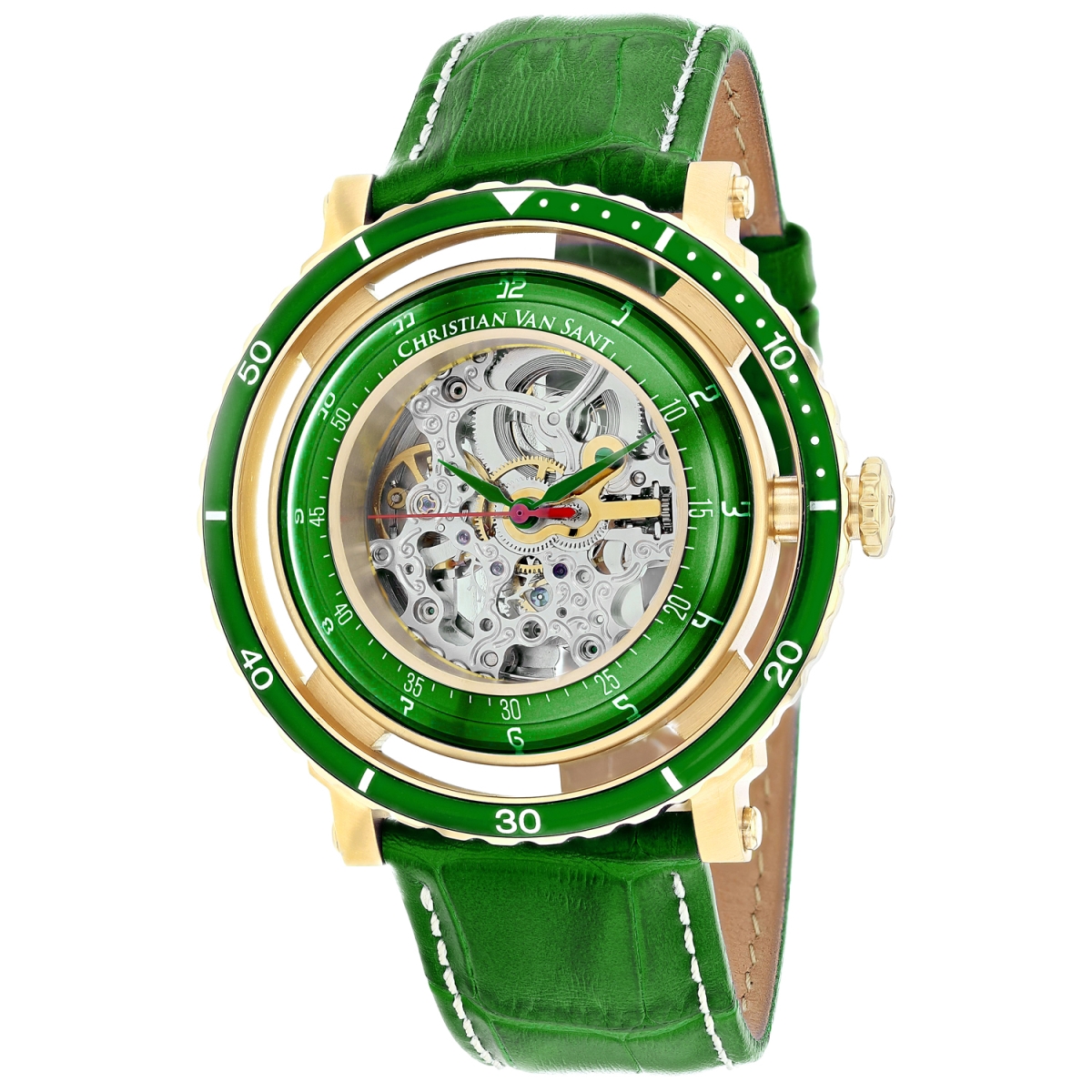 CV0751 Dome Automatic Silver Dial Round Mens Watch  Green
