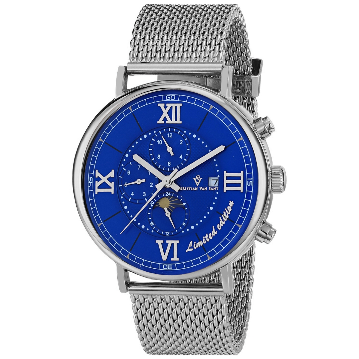 CV1152 Somptueuse LTD Automatic Blue Dial Round Mens Watch  Silver Tone