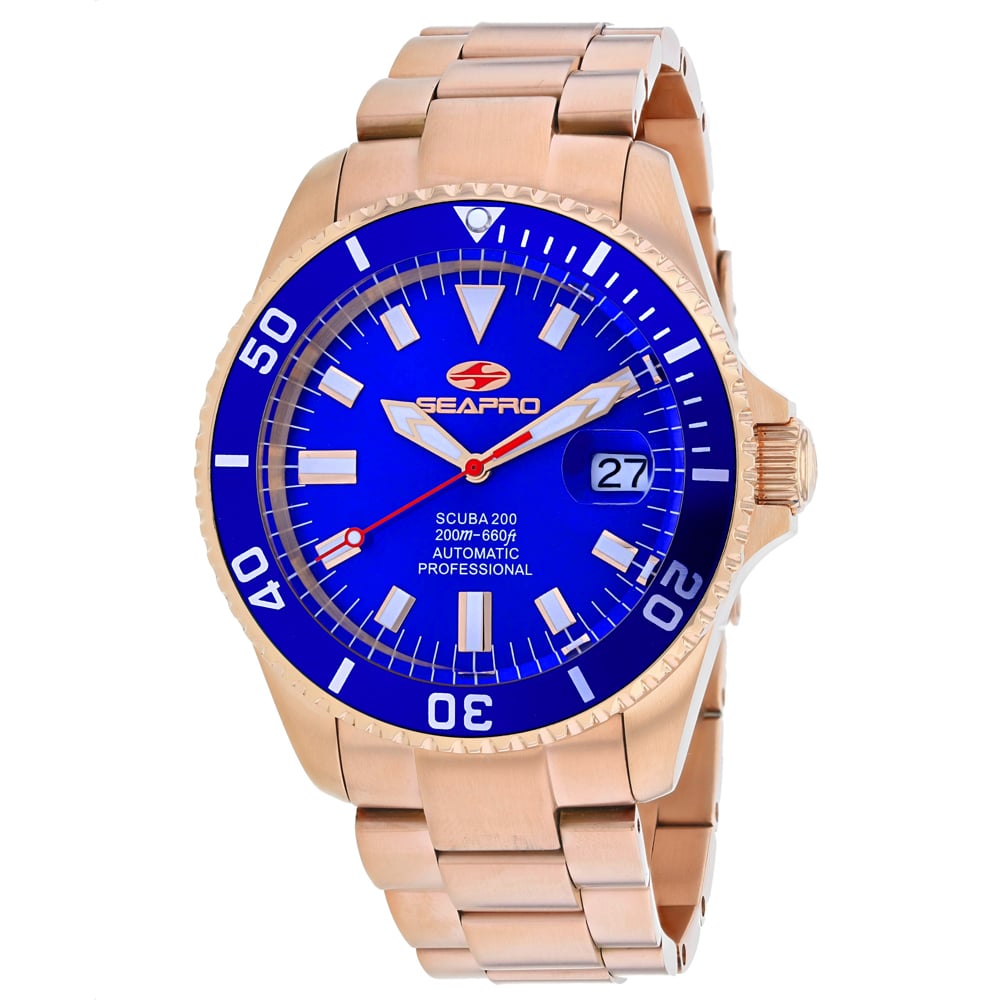 SP4324 Scuba 200 Automatic Blue Dial Round Mens Watch  Gold Tone