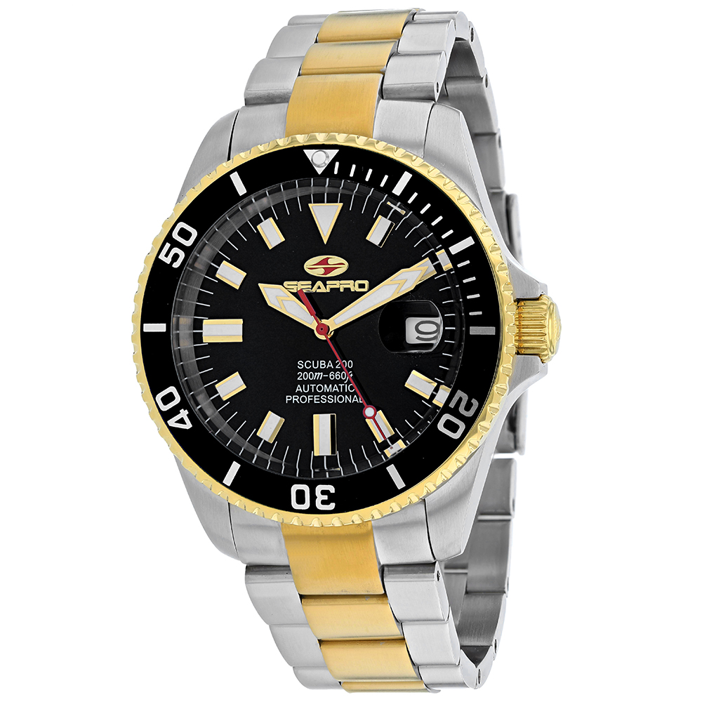 SP4326 Scuba 200 Automatic Black Dial Round Mens Watch  Silver Tone