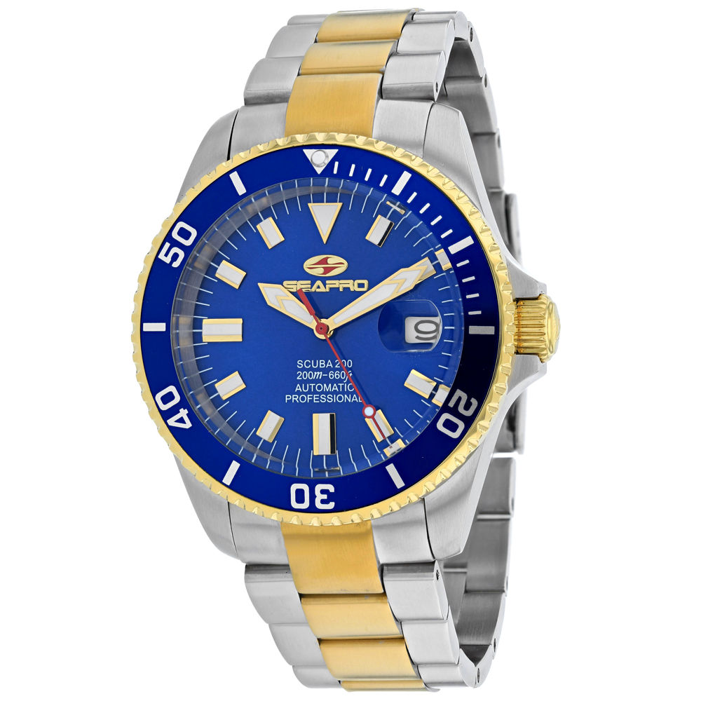 SP4327 Scuba 200 Automatic Blue Dial Round Mens Watch  Silver Tone