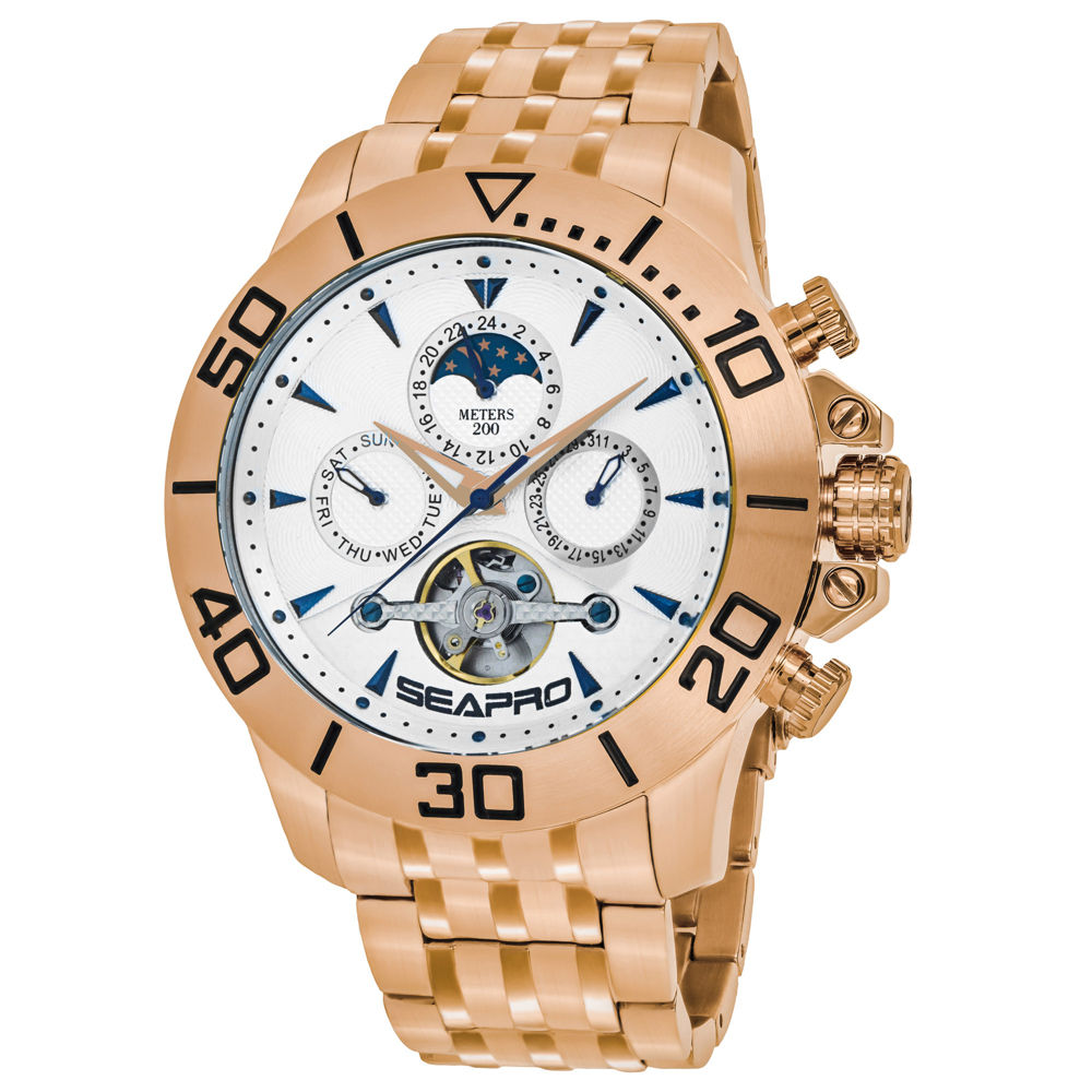 SP5135 Montecillo Automatic Silver Dial Round Mens Watch - Gold Tone -  Seapro
