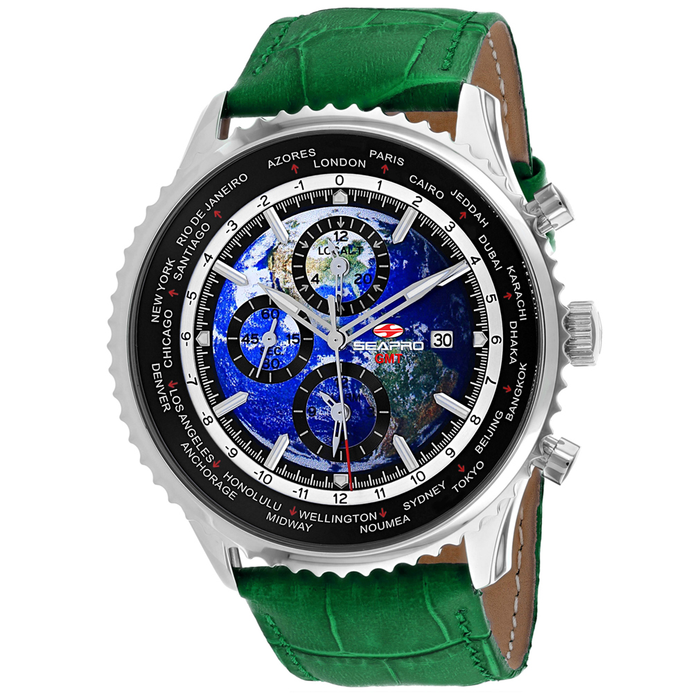 SP7133 Meridian World Timer GMT Quartz Blue Dial Round Mens Watch