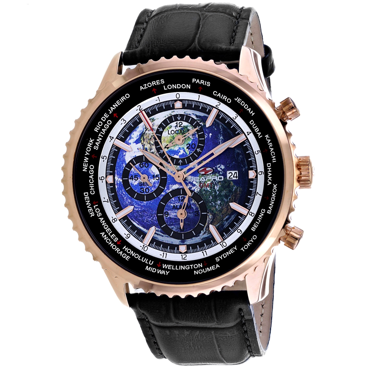SP7134 Meridian World Timer GMT Quartz Blue Dial Round Mens Watch