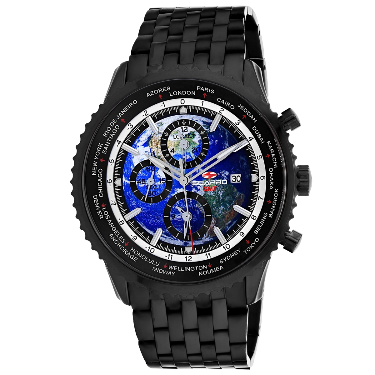 SP7322 Meridian World Timer GMT Quartz Blue Dial Round Mens Watch