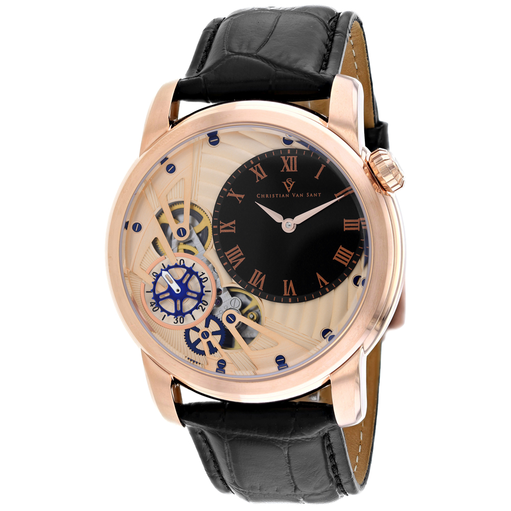 CV1546 Sprocket Auto-Quartz Rose Gold Dial Round Mens Watch - Black