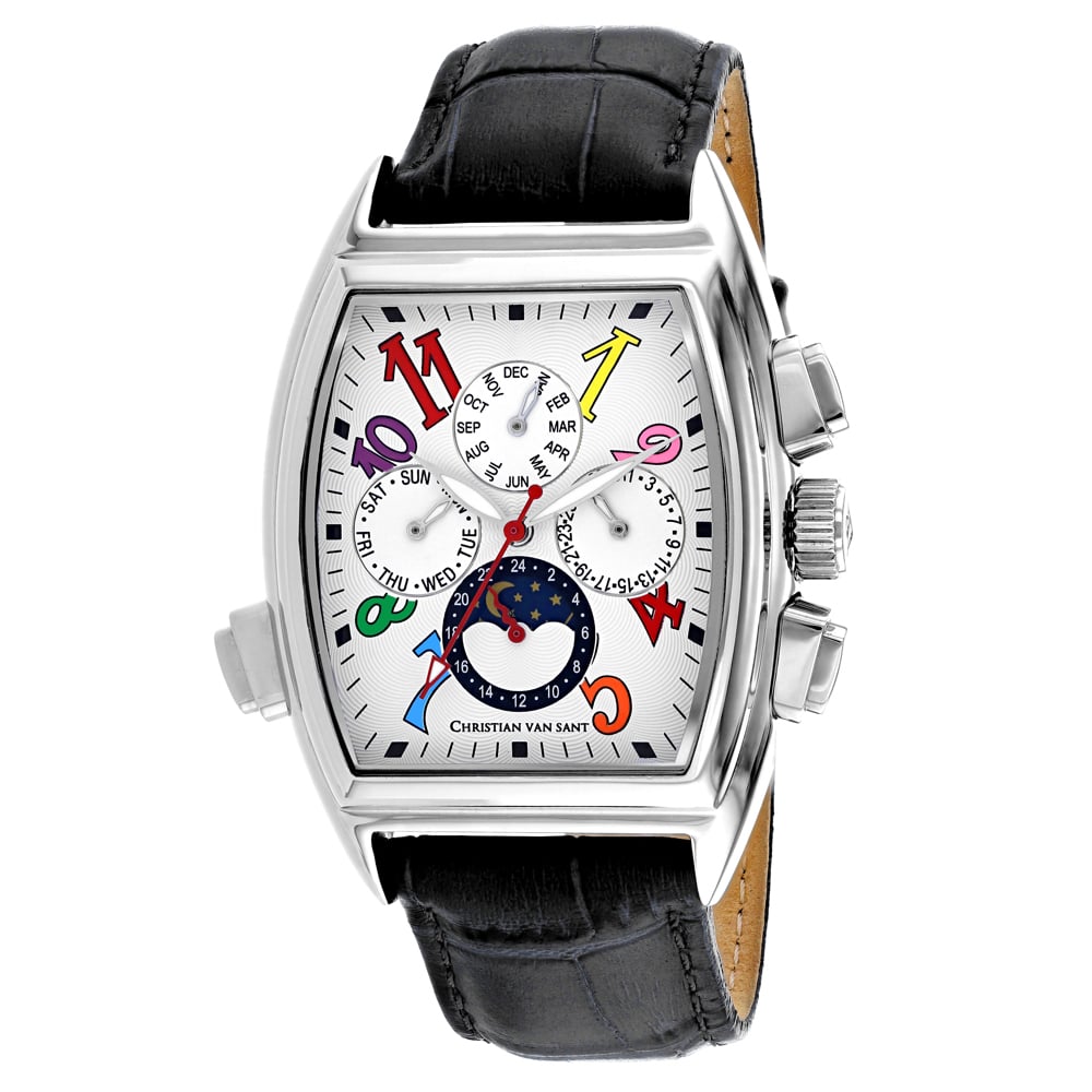 CV2131 Grandeur Automatic White Dial Rectangular Mens Watch  Black