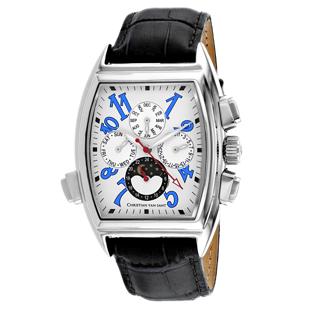 CV2134 Grandeur Automatic White Dial Rectangular Mens Watch  Black