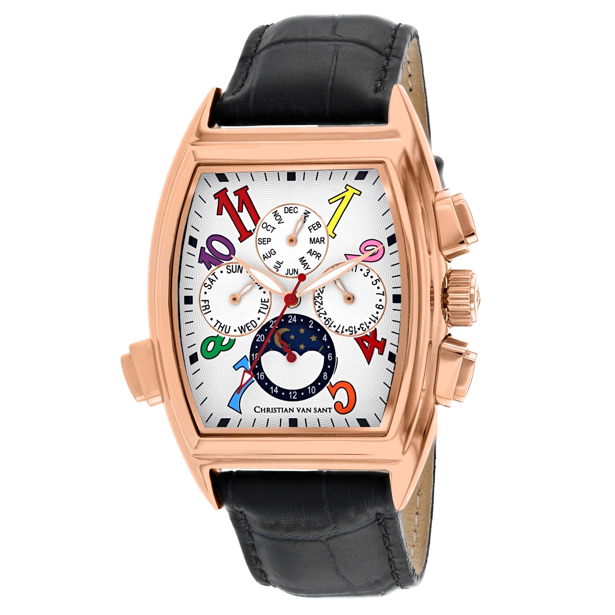 CV2136 Grandeur Automatic White Dial Rectangular Mens Watch  Black
