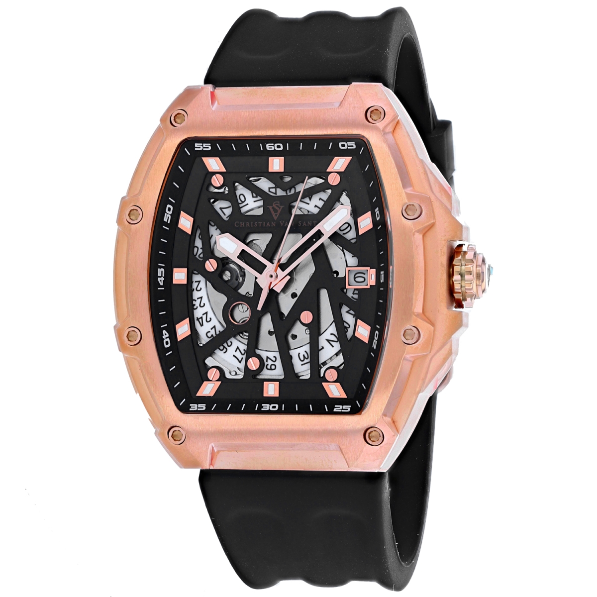CV6195 Odyssey Automatic Black Dial Barrel Tonneau Mens Watch