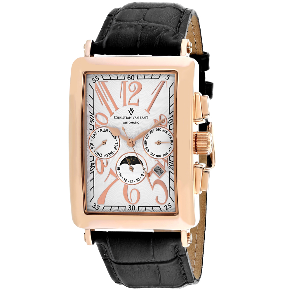 CV9140 Prodigy Automatic White Dial Rectangular Mens Watch  Black