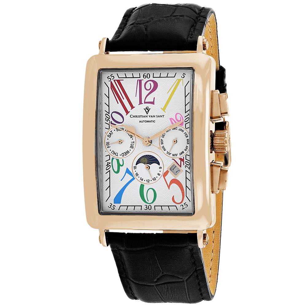 CV9145 Prodigy Automatic White Dial Rectangular Mens Watch  Black