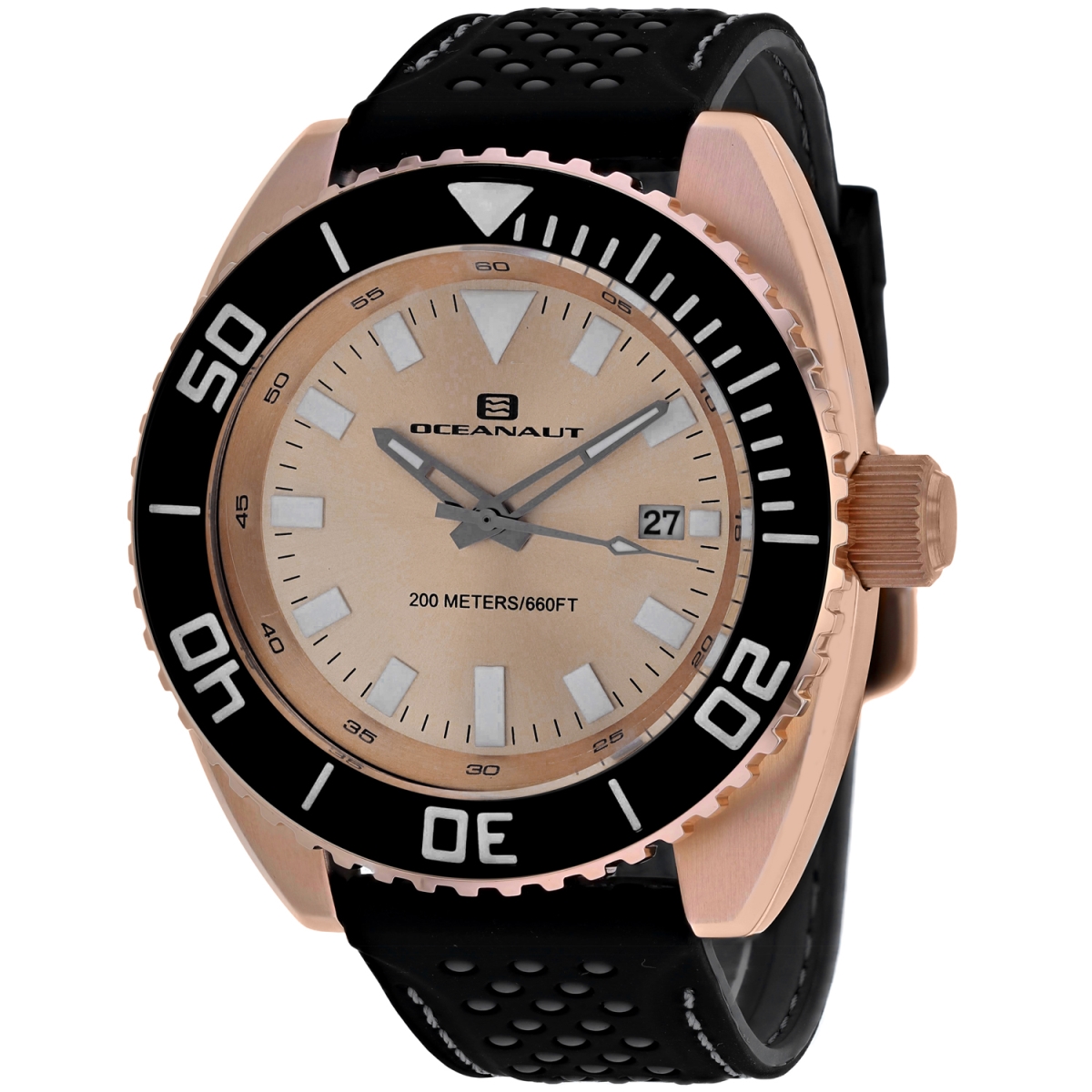 OC0525 Submersion Quartz Rose Gold Dial Round Mens Watch - Black -  Oceanaut