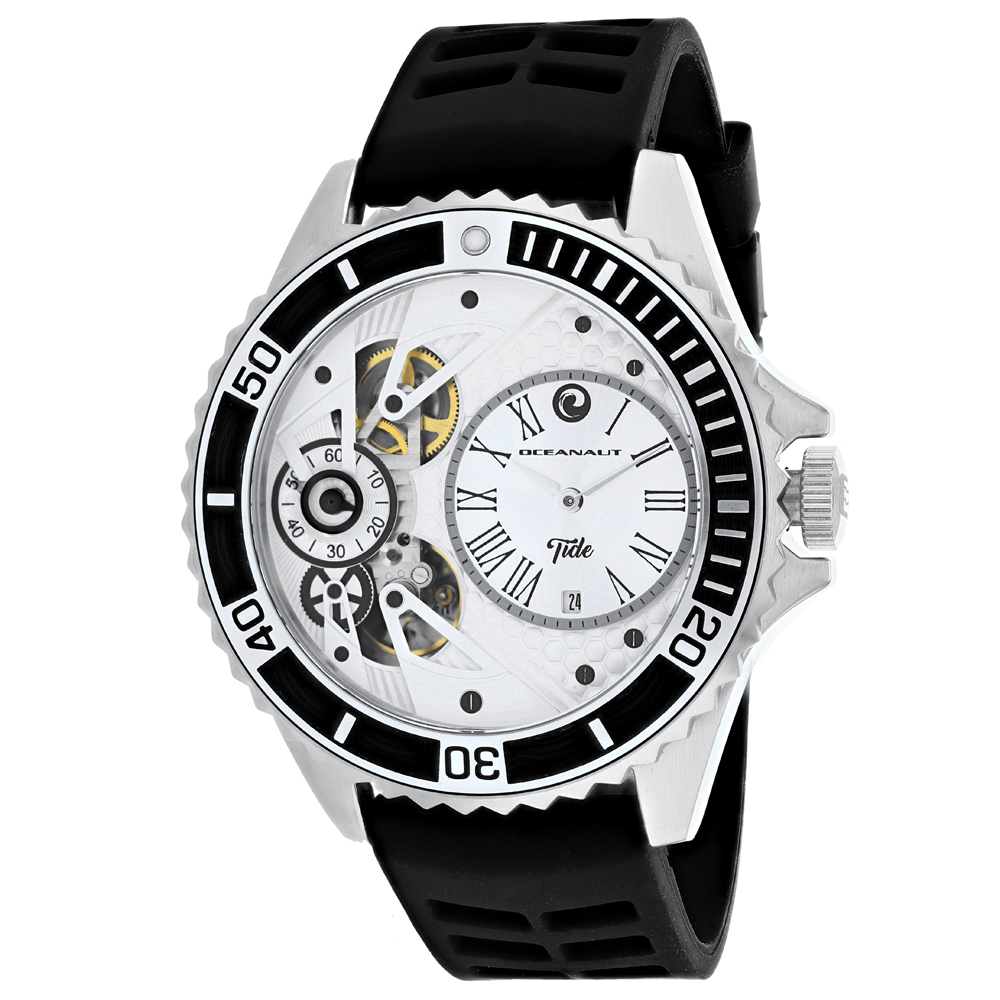 OC0990 Tide Quartz Silver Dial Round Mens Watch - Black -  Oceanaut