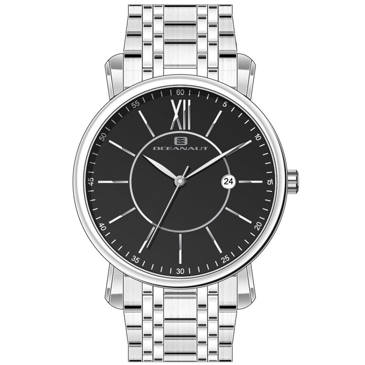 OC4981 Expedition Quartz Black Dial Round Mens Watch - Silver Tone