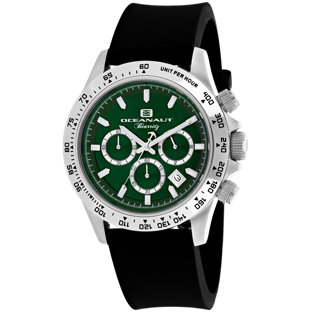 OC6112R Biarritz Quartz Green Dial Round Mens Watch - Black -  Oceanaut