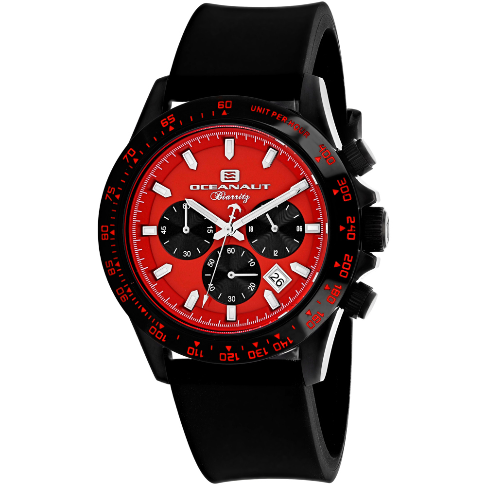 OC6115R Biarritz Quartz Red Dial Round Mens Watch - Black