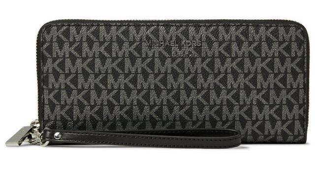 32F2SJ6T9V-023 Jet Set Travel Continental Wristlet, Black & Silver
