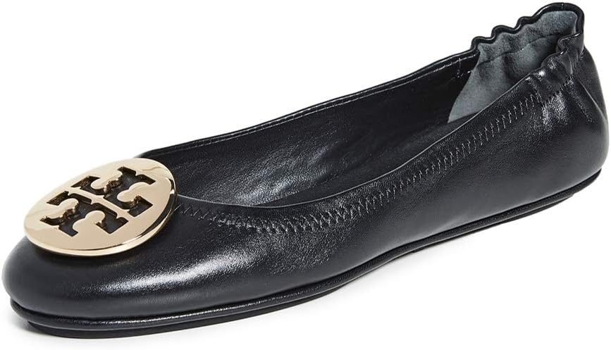 Picture of Tory Burch 50393-013-8.5 Womens Minnie Travel Ballet Flats&#44; Perfect Black & Gold - Size 8.5