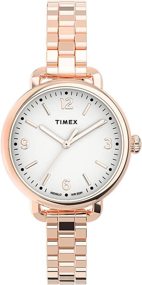 TW2U60700 30 mm Waterbury Standard Demi Stainless Steel Bracelet Watch, Rose Gold & White