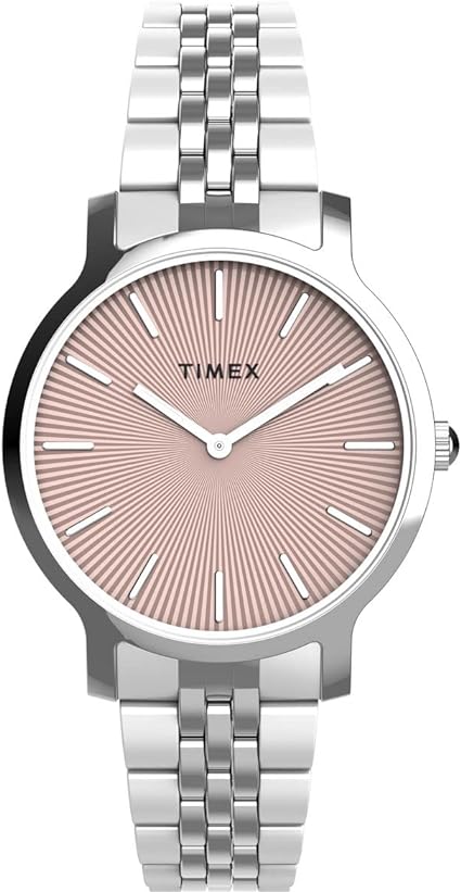 TW2V77400 34 mm Transcend Stainless Steel Bracelet Watch for Women, Silver & Pink