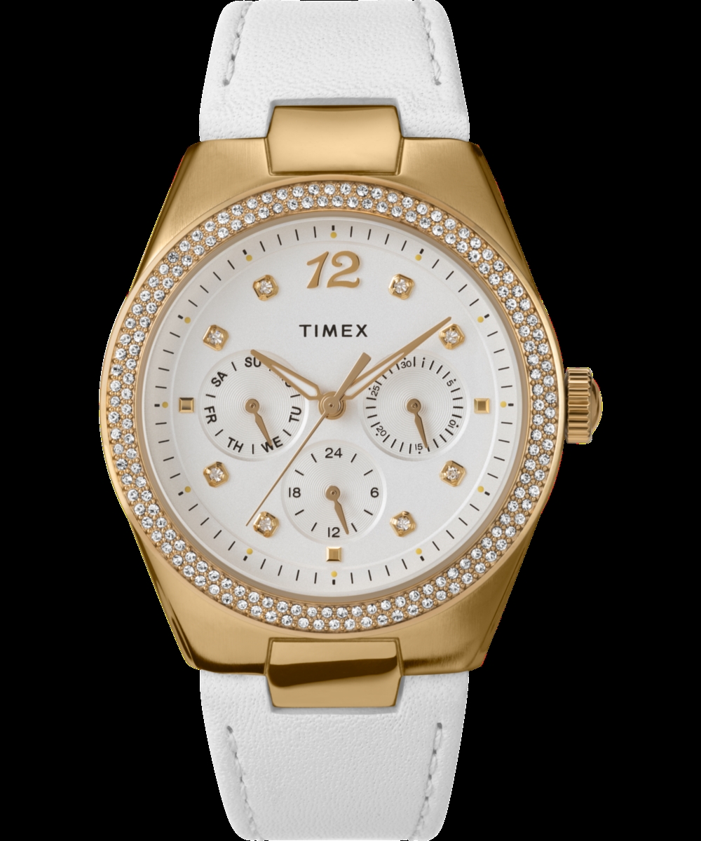 TW2V80500 Simone Multifunction 38 mm Leather Strap Watch, White