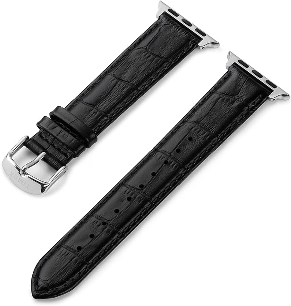 TW7D02600 TML Leather Unisex Strap for Apple Connection, Black Crocodile