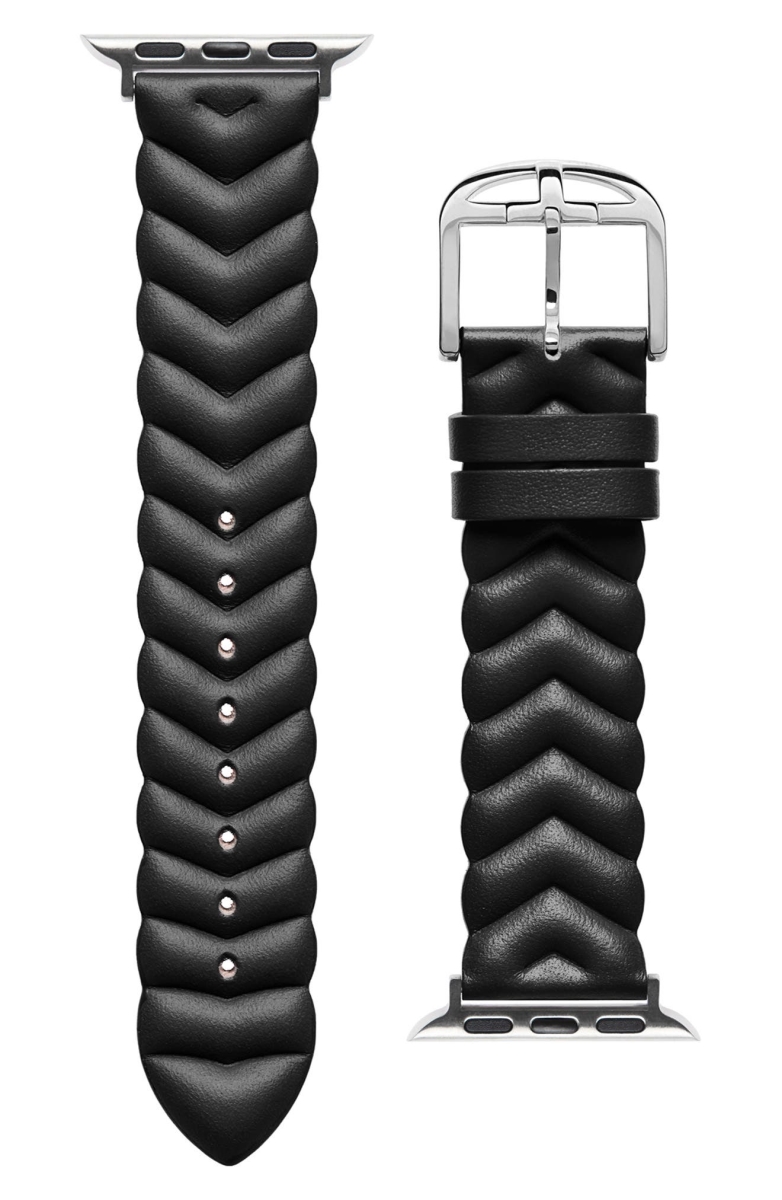 BKS38F110 38 & 40 mm Chevron Leather Smartwatch Strap for Apple Watch, Black