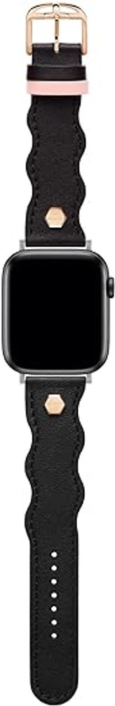 BKS42F105 Womens Apple Watch Leather Strap, Black & Pink