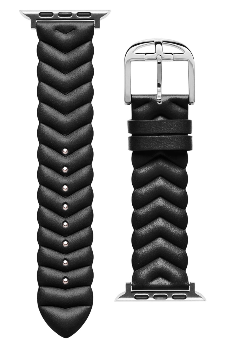 BKS42F110 42 & 44 mm Chevron Leather Smartwatch Strap for Apple Watch, Black
