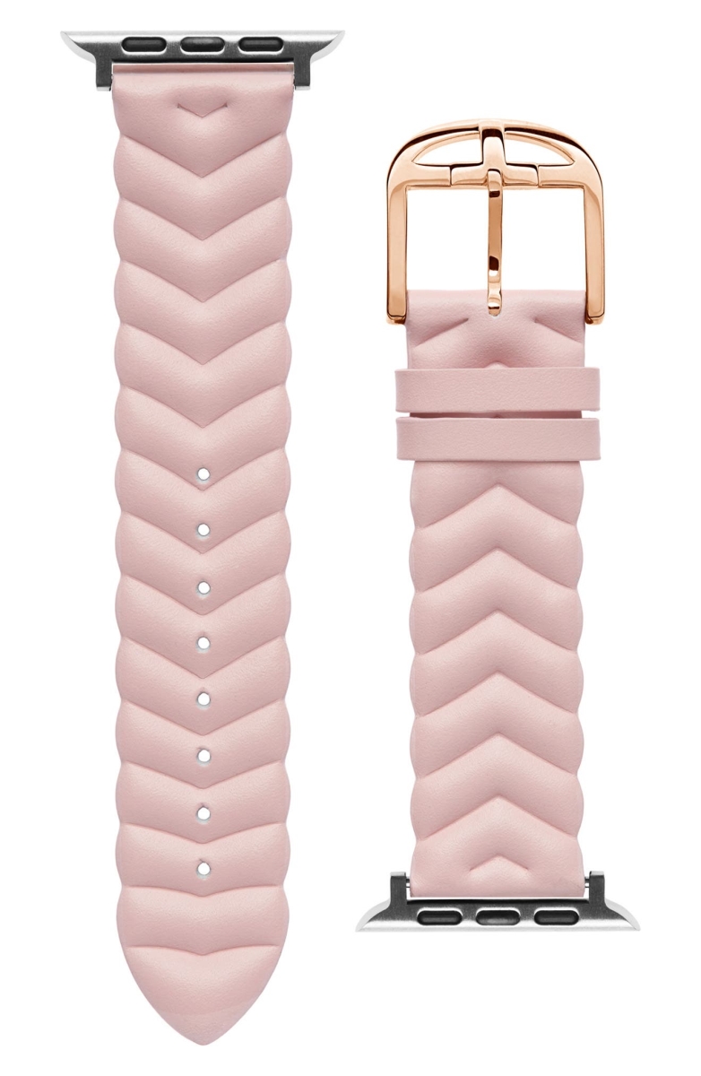 BKS42F111 42 & 44 mm Chevron Leather Smartwatch Strap for Apple Watch, Pink