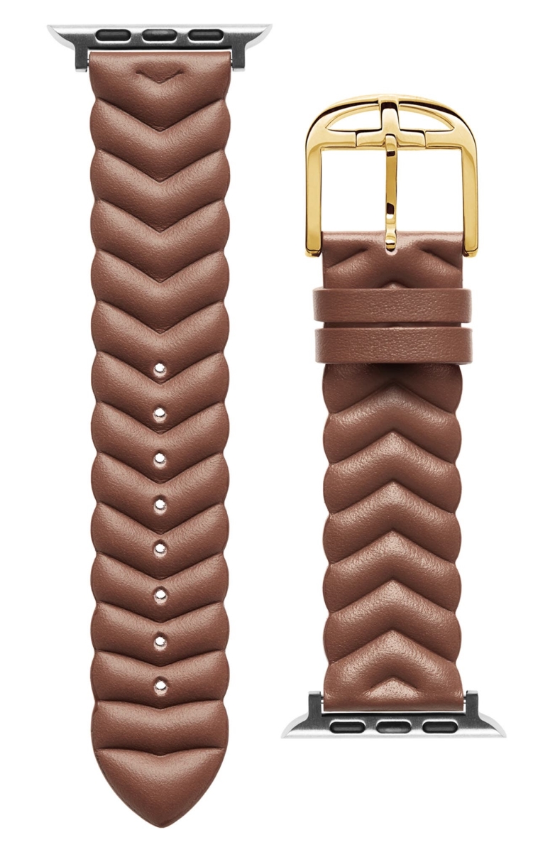 BKS42F112 20 mm Chevron Leather Smartwatch Strap for Apple Watch, Tan