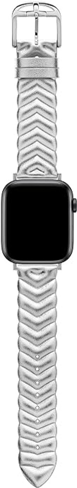 BKS42F115 Womens Apple Watch Leather Strap, Silver Gray