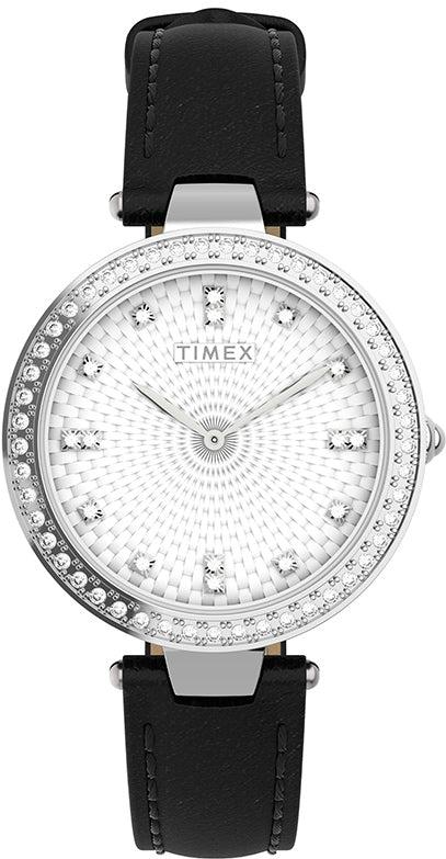 TW2V45200 32 mm Trend Quartz Silver Dial Womens Leather Watch, Black